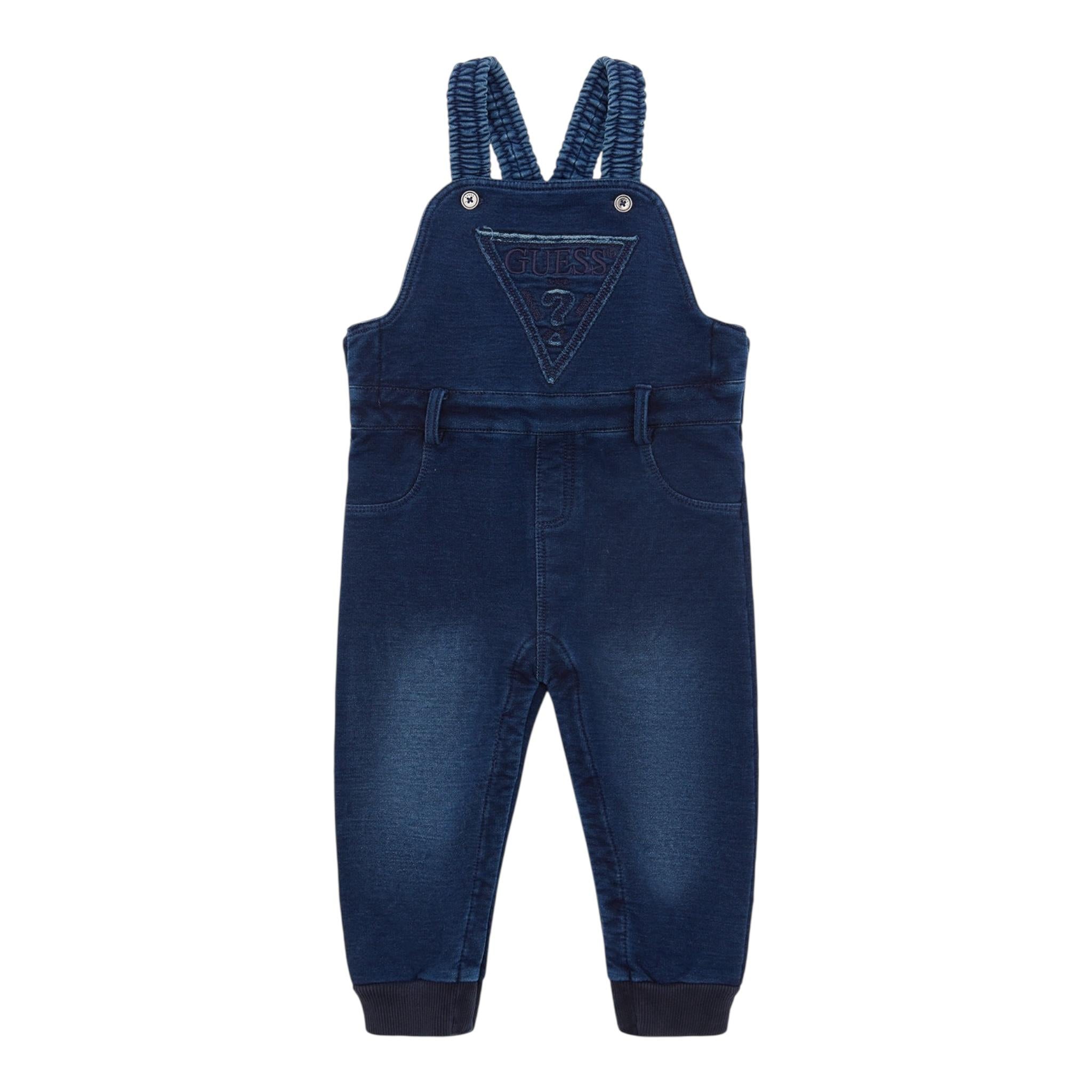Guess Salopette Tinta Unita In Denim per Neonato I4YD00KARY0 BLU GUESS 