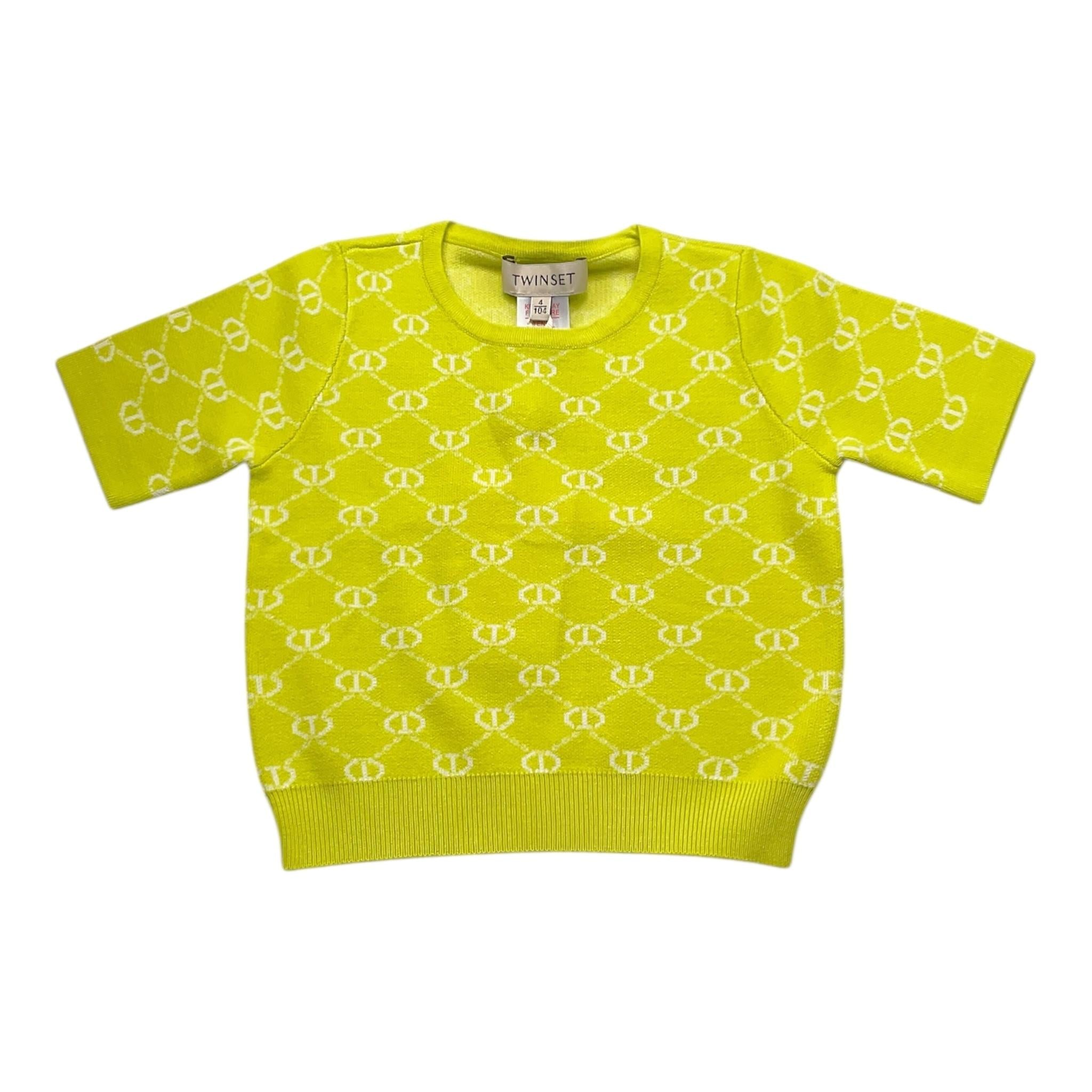 Twinset T-Shirt In Maglia Tinta Unita Logata per Neonata 251GJ3QX1N GIALLO TWINSET 