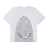 Stella Mccartney T-Shirt Girocollo Tinta Unita Cn Stampa In Contrasto Bianco Per Neonato