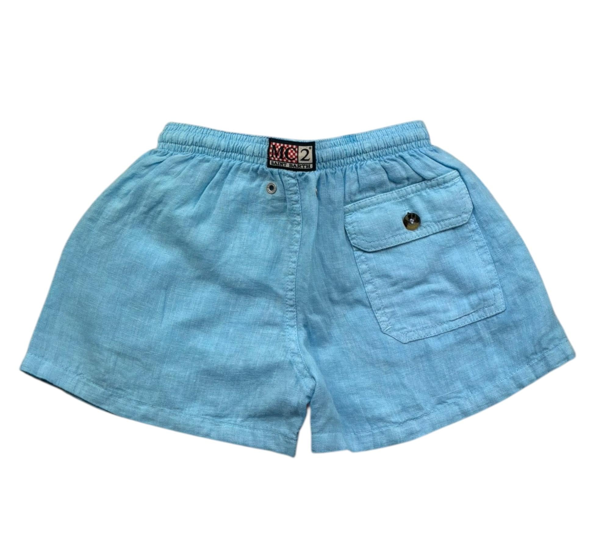 Saint Barth short Tinta Unita con Elastico In Vita per Bambino JEAN AZZURRO SAINT BARTH 