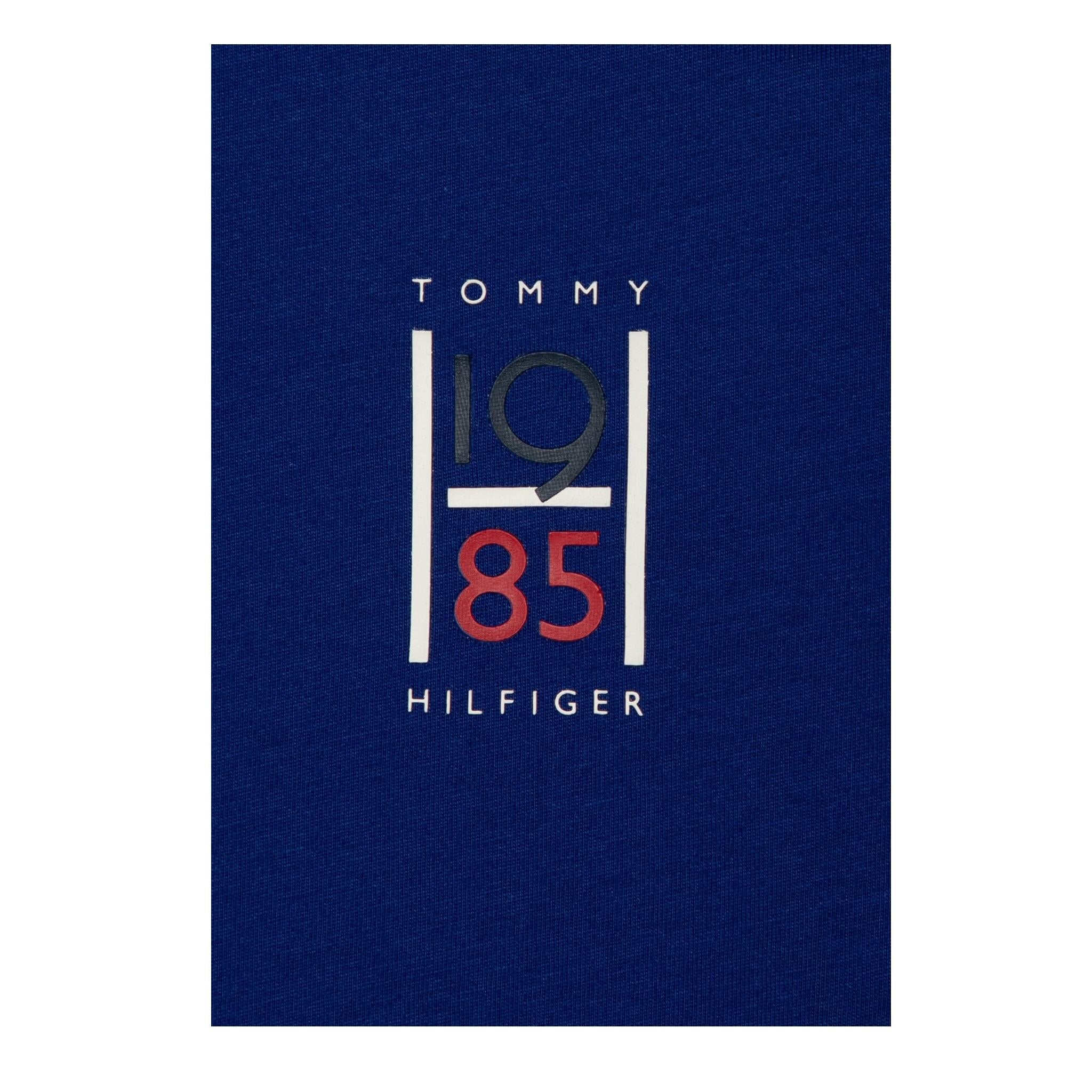 Tommy Hilfiger T-Shirt Girocollo Tinta Unita con Stampa per Bambino KB0KB09536 BLU TOMMY HILFIGER 
