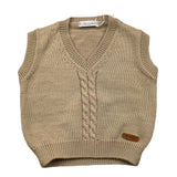 BARCELLINO gilet tinta unita con ricami Beige per Neonato 106518 BEIGE BARCELLINO 