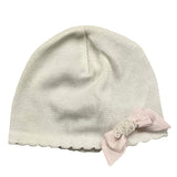 Minu' Cappello Tinta Unita Con Fiocco In Contrasto Bianco Per Neonata