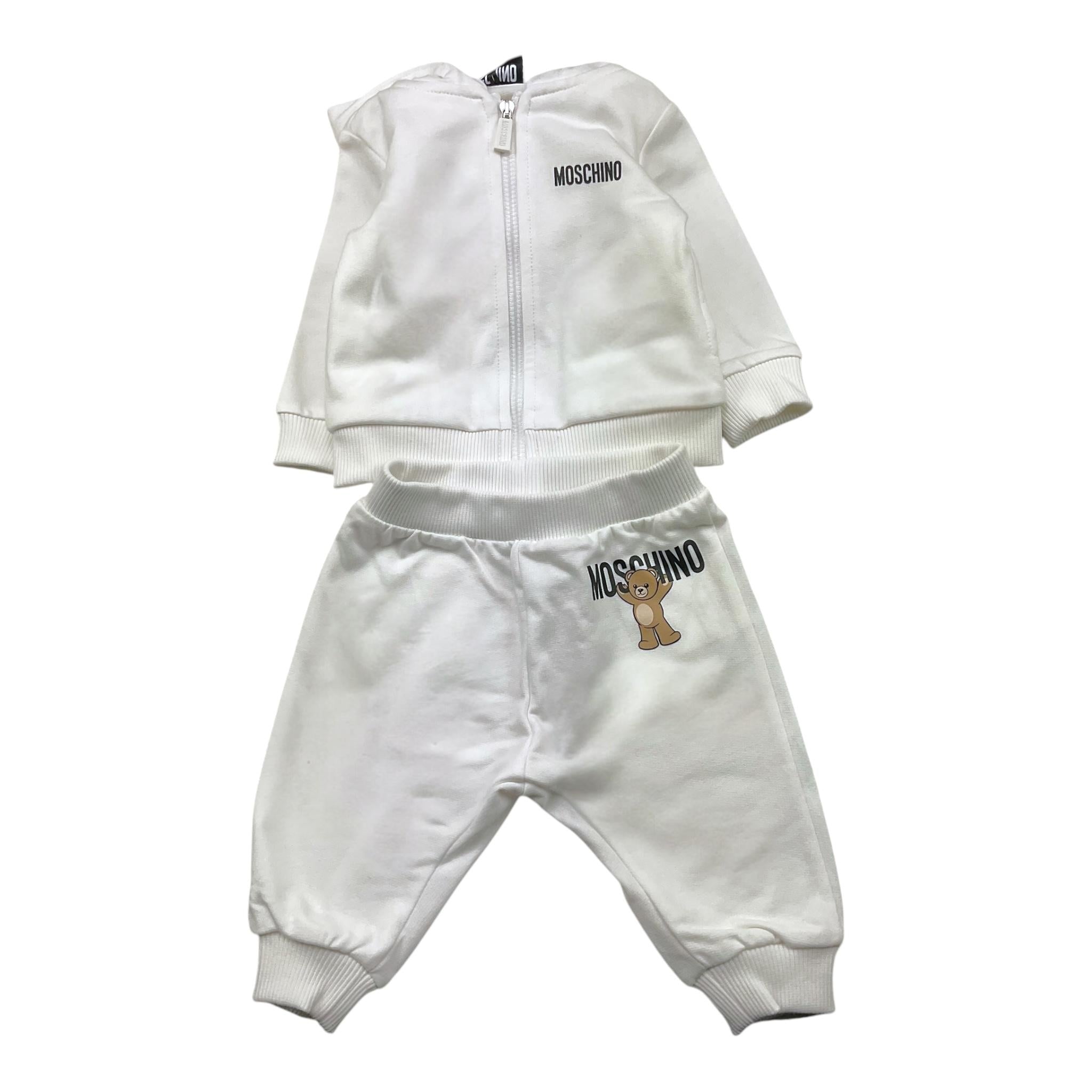 MOSCHINO completo 2pz felpa-pantalone tinta unita Bianco per Neonato MUK05G BIANCO MOSCHINO 