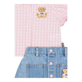 Moschino Completo 2 Pezzi Camicia-Gonna In Denim per Neonata MDG01B ROSA MOSCHINO 