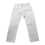Over-D Jeans Tinta Unita Con Strappi E Girovita Regolabile Bianco Per Bambino