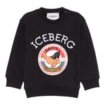 ICEBERG felpa chiusa girocollo tinta unita con stampa Nero per Bambino MFICE5315BXX NERO ICEBERG 
