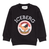 ICEBERG felpa chiusa girocollo tinta unita con stampa Nero per Bambino MFICE5315BXX NERO ICEBERG 