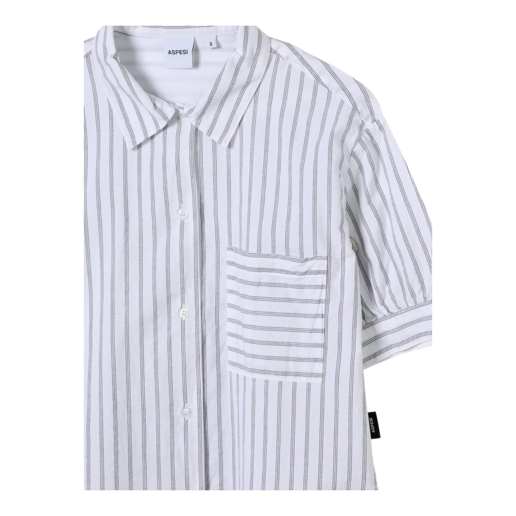 Aspesi Camicia Mezza Manica Tinta Unita Fantasia A Righe per Bambina S25044CLC6065X BIANCO ASPESI 