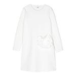 IL GUFO abito manica lunga tinta unita con applicazione Bianco per Bambina A24VL590N0057 BIANCO IL GUFO 