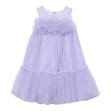 Abel & Lula Abito Tinta Unita Giromanica con Tulle per Bambina 5051 LILLA ABEL & LULA 