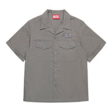 Diesel Camicia Mezza Manica Tinta Unita con Logo per Bambino J02224 GRIGIO DIESEL 