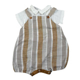 Babyvip Pagliaccetto Tricolore con Fantasia A Righe per Neonato T2809 CAMMELLO BABYVIP 