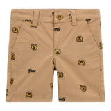 Guess Bermuda Tinta Unita Con Ricami Orsi Beige Per Neonato