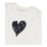 LU LU BY MISS GRANT shirt girocollo tinta unita con cuore paillettato Panna per Bambina LL3357 PANNA LU LU BY MISS GRANT 