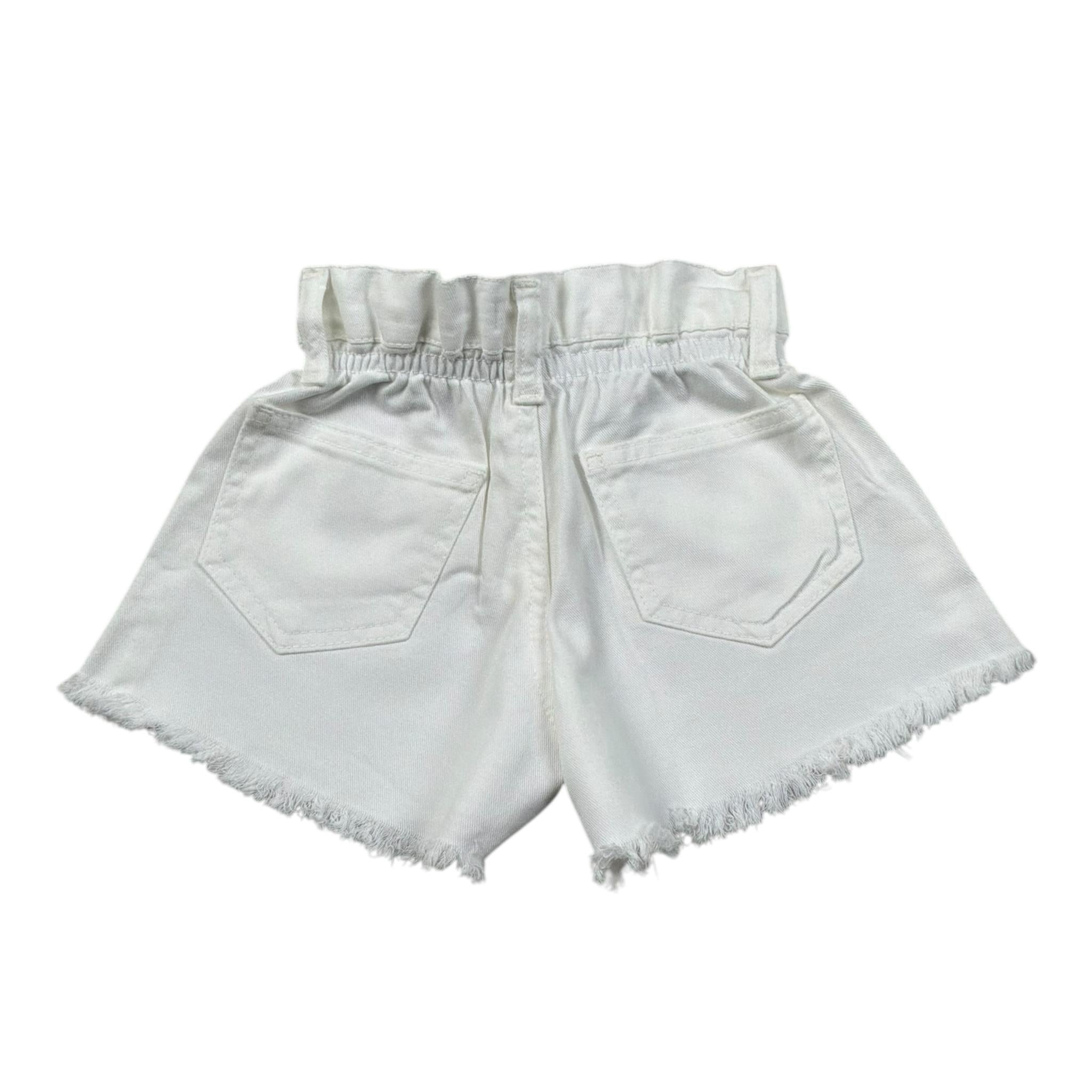 M+E' Short In Denim Tinta Unita con Elastico In Vita per Bambina UE1696 BIANCO M+E' 