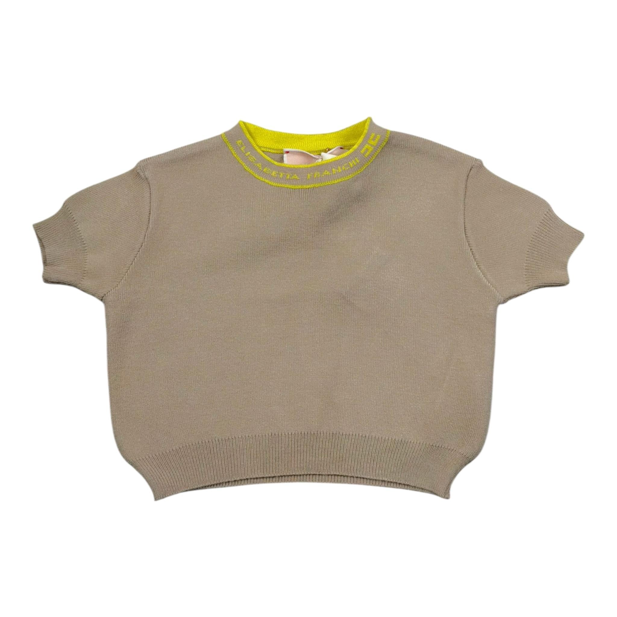 Elisabetta Franchi T-Shirt Tinta Unita con Stampa Logo per Bambina EFMA132 BEIGE ELISABETTA FRANCHI 