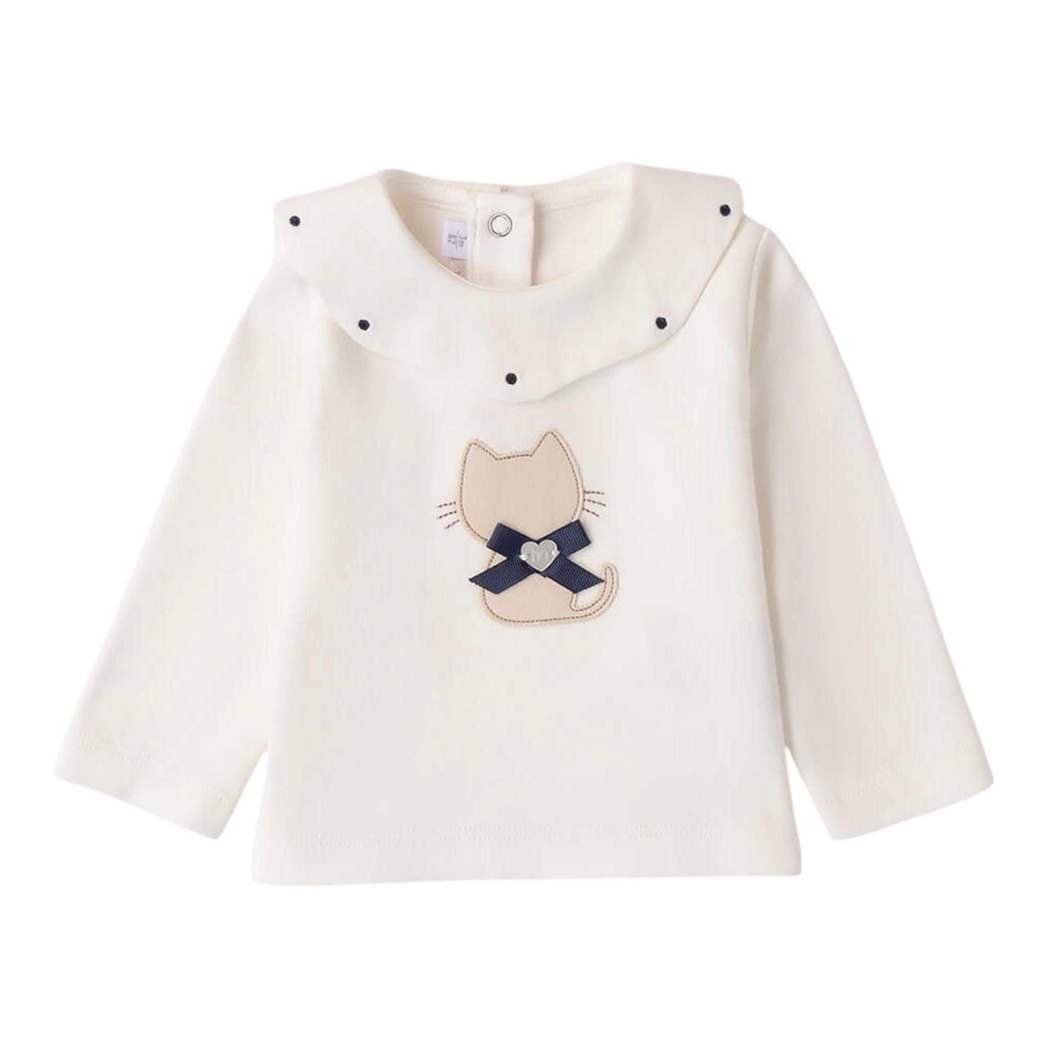 MINI BANDA shirt tinta unita con stampa e colletto Bianco per Neonata 3A763 BIANCO MINI BANDA 