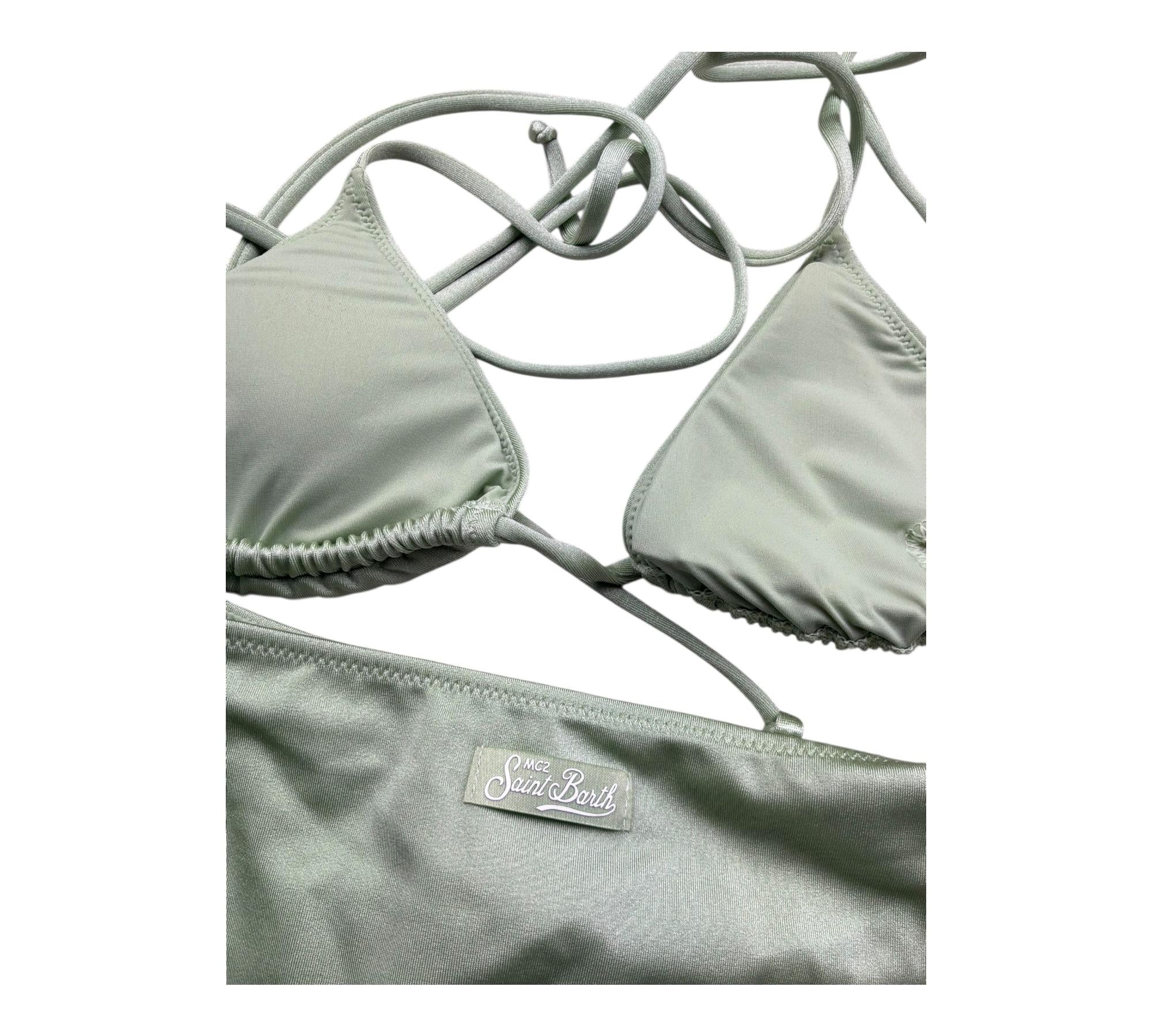 Saint Barth Costume 2 Pezzi Triangolo-Mutandina Tinta Unita per Bambina LEAH VERDE SAINT BARTH 