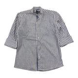 Over-D Camicia Tinta Unita con Fantasia A Righe Manica Lunga Bianco per Bambino