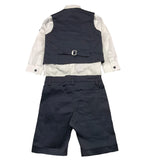 Damper Dan Completo 4Pz Gilet-Camicia-Pantalone-Papillions Blu Per Neonato