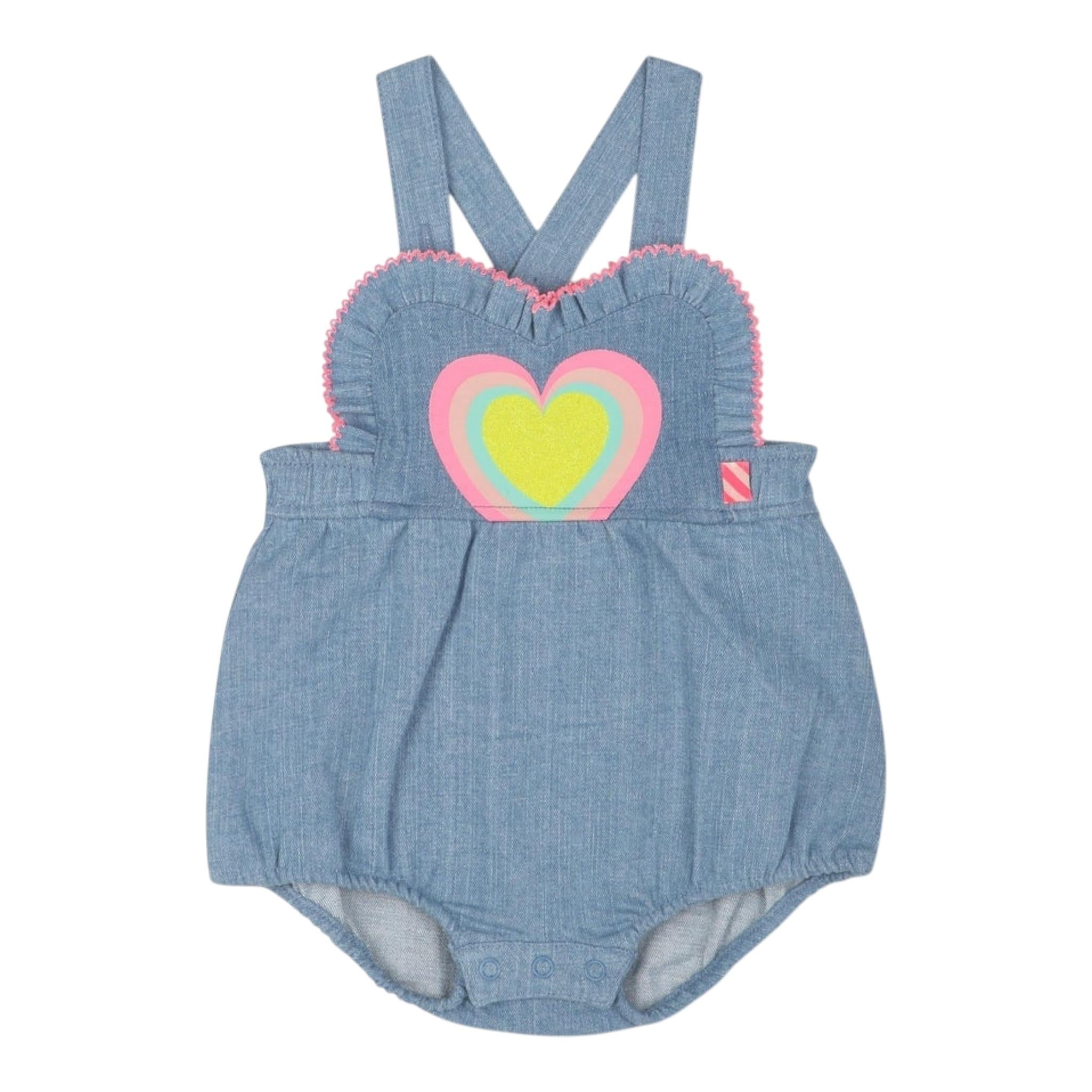 Billieblush Pagliaccetto In Denim Tinta Unita con Stampa per Neonata U21005 AZZURRO BillIEBLUSH 