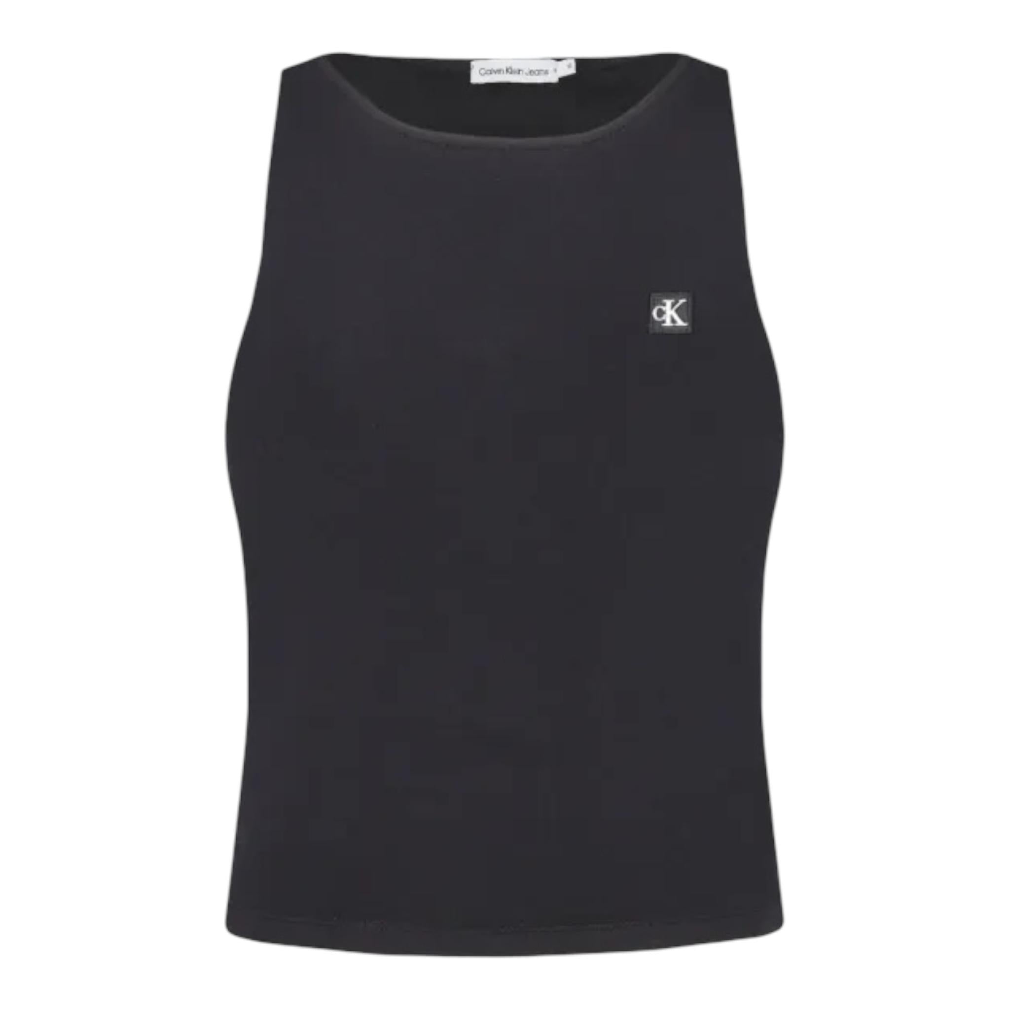 Calvin Klein Canotta Tinta Unita con Logo per Bambina IG0IG02488 NERO CALVIN KLEIN 