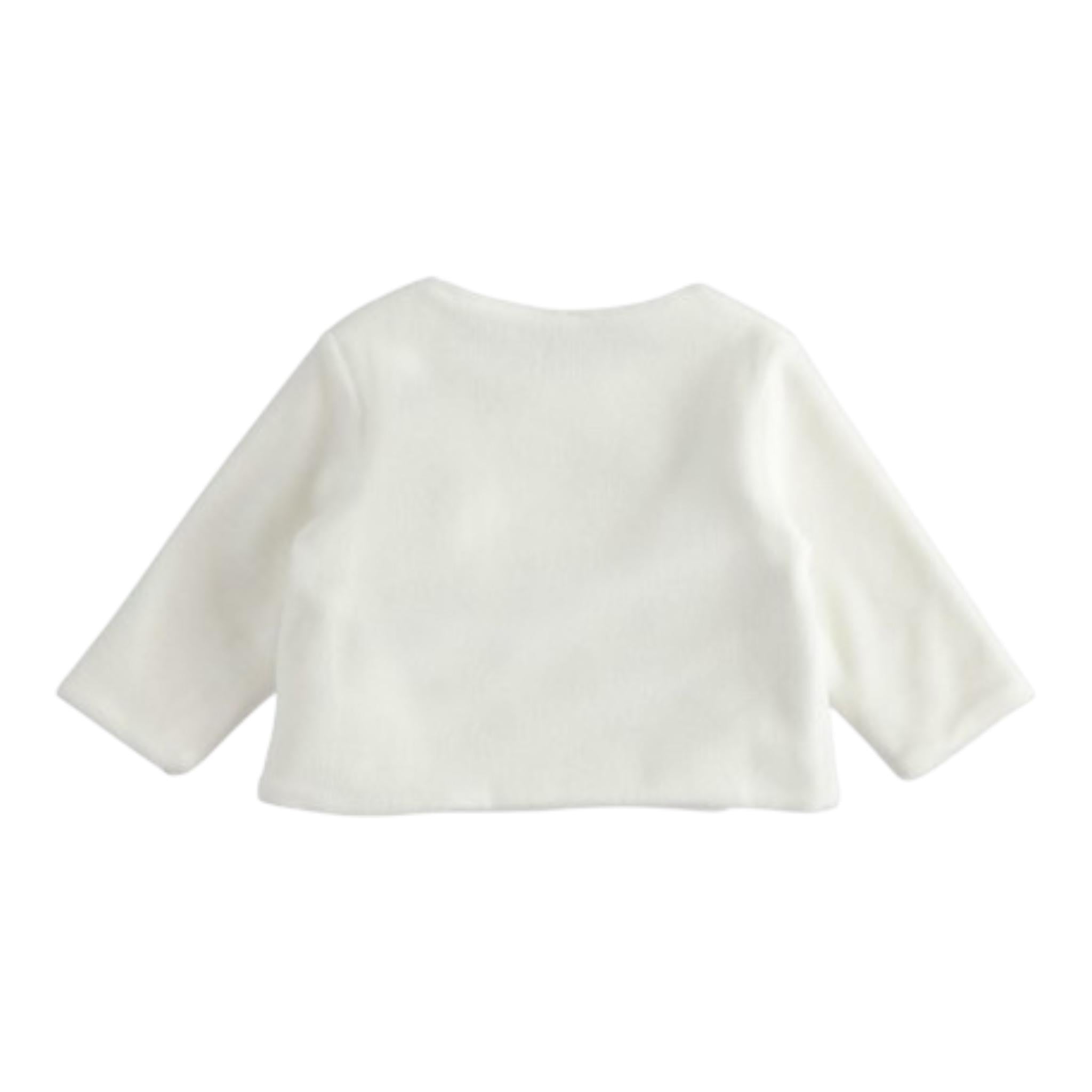MINI BANDA maglia tinta unita in velluto con bottoni Bianco per Neonato 35629 BIANCO MINI BANDA 