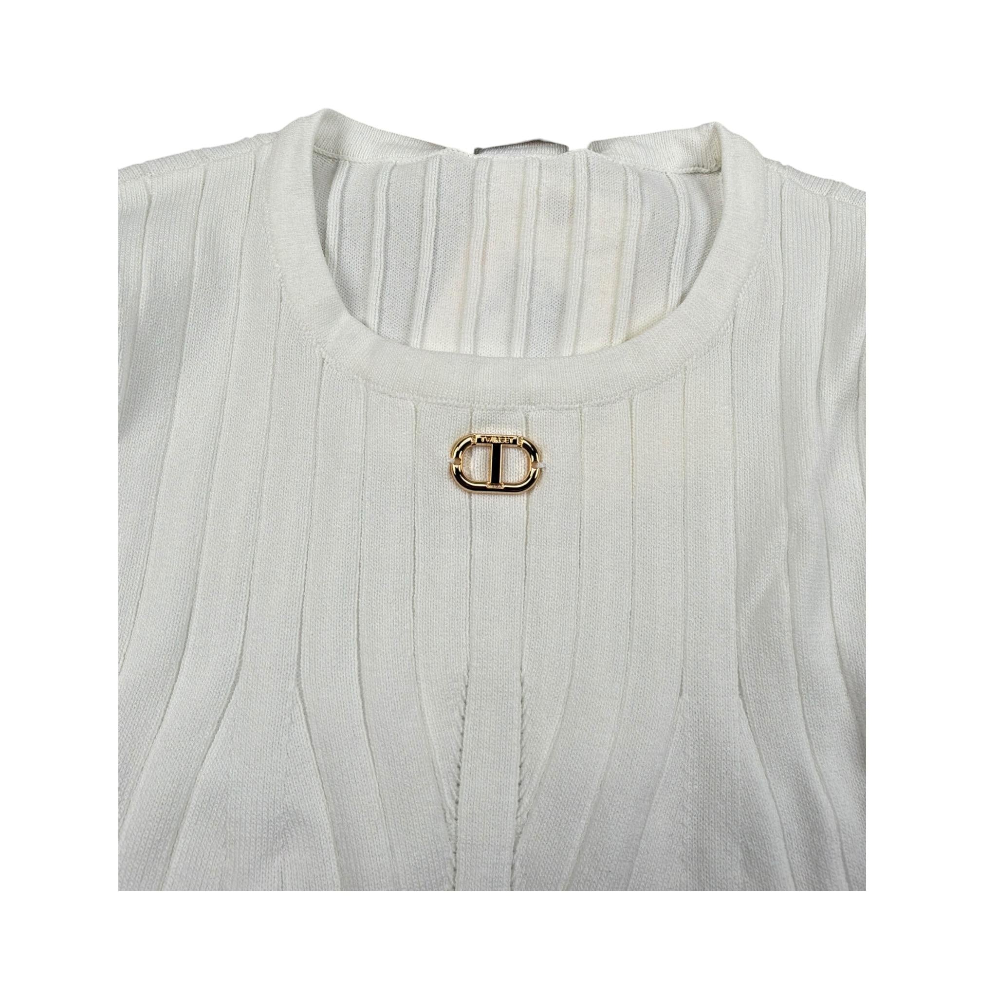 Twinset Maglia Tinta Unita con Logo per Bambina 251GJ3402 PANNA TWINSET 