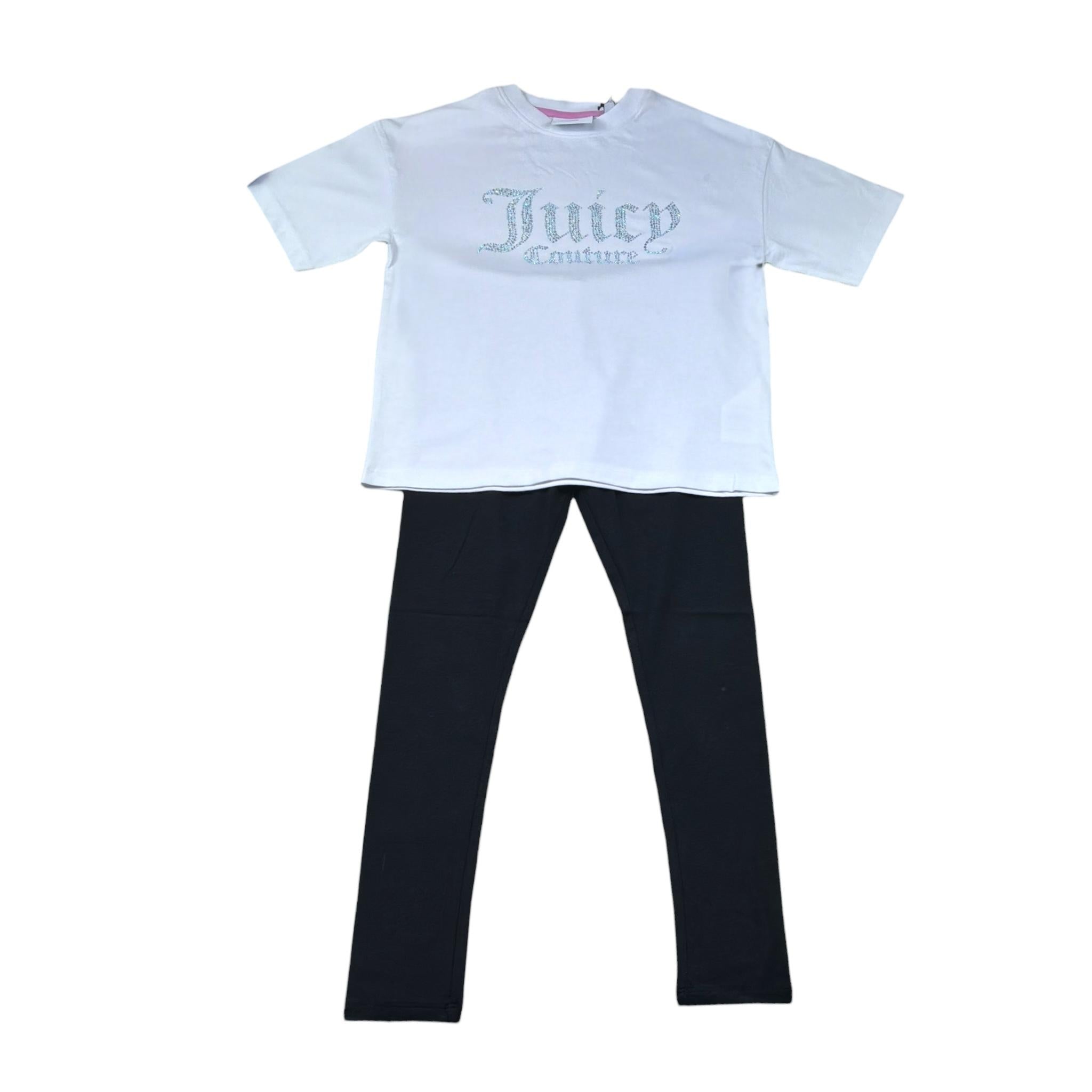 Juicy Couture Completo 2 Pezzi T-Shirt-Leggins Bicolore per Bambina JBX6702 BIANCO/NERO JUICY COUTURE 