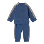 MINI BANDA completo 2pz tinta unita felpa-pantalone con profili in contrasto Blu per Neonato 3A655 BLU MINI BANDA 