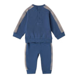 MINI BANDA completo 2pz tinta unita felpa-pantalone con profili in contrasto Blu per Neonato 3A655 BLU MINI BANDA 