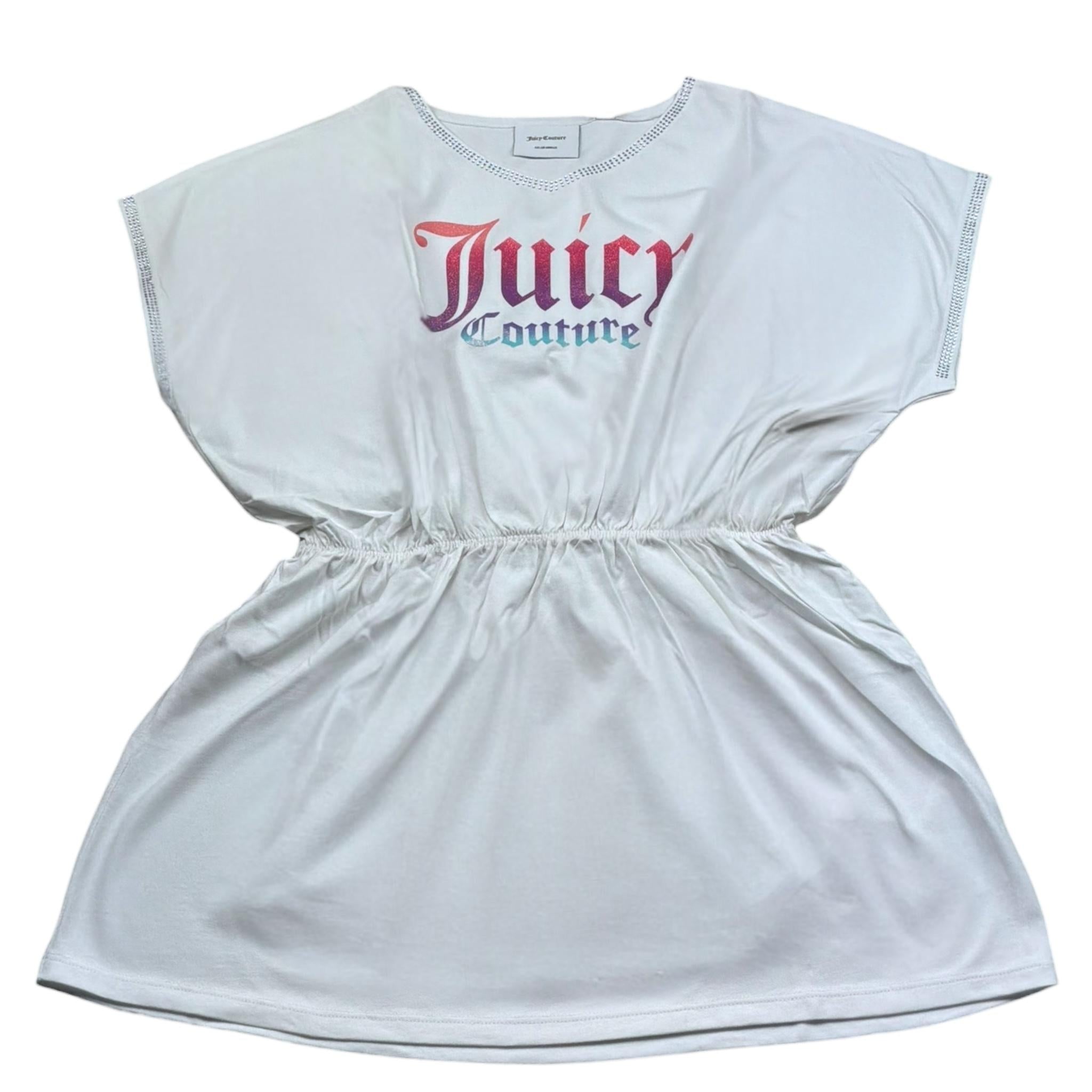 Juicy Couture Abito Mezza Manica Tinta Unita con Stampa per Bambina JBX6529 BIANCO JUICY COUTURE 