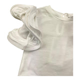 M+E' T-Shirt Tinta Unita Girocollo con Maniche Rouches Bianco per Neonata