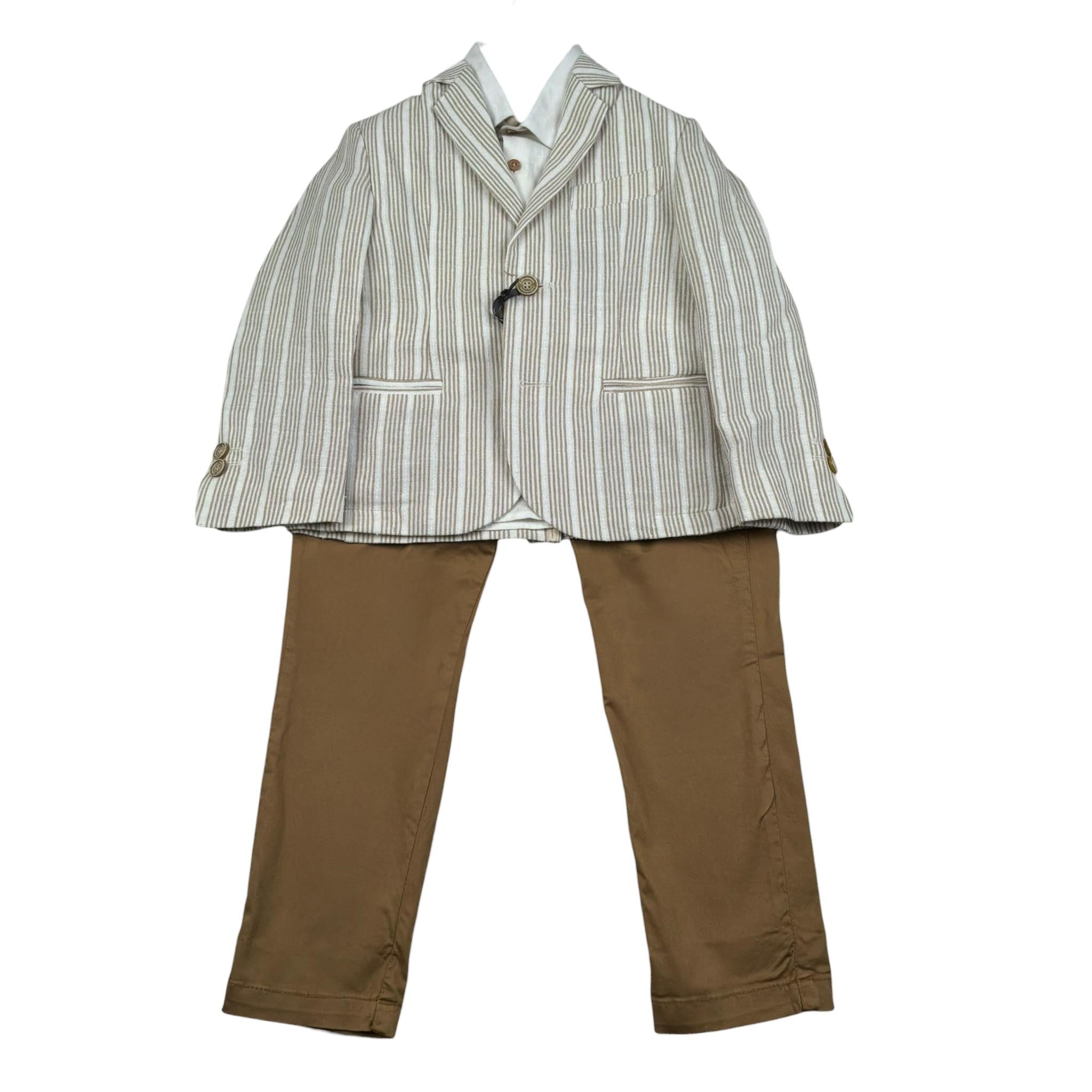 Jeckerson Completo 4 Pezzi Giacca-Camicia-Pantalone-Papillon per Neonato JB4061N BEIGE JECKERSON 