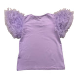 Angel'S Face T-Shirt Girocollo Tinta Unita Con Maniche In Tulle Lilla Per Bambina