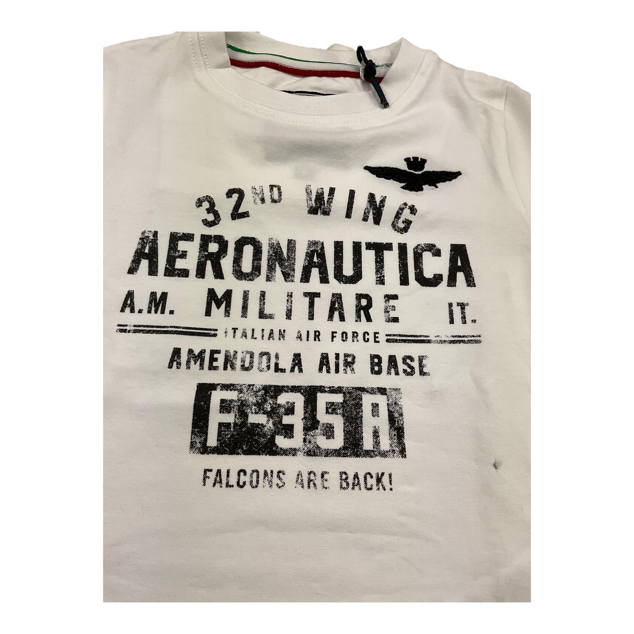 Aeronautica Militare T-Shirt Girocollo Tinta Unita con Stampa per Neonato 251TS0022A BIANCO AERONAUTICA MILITARE 