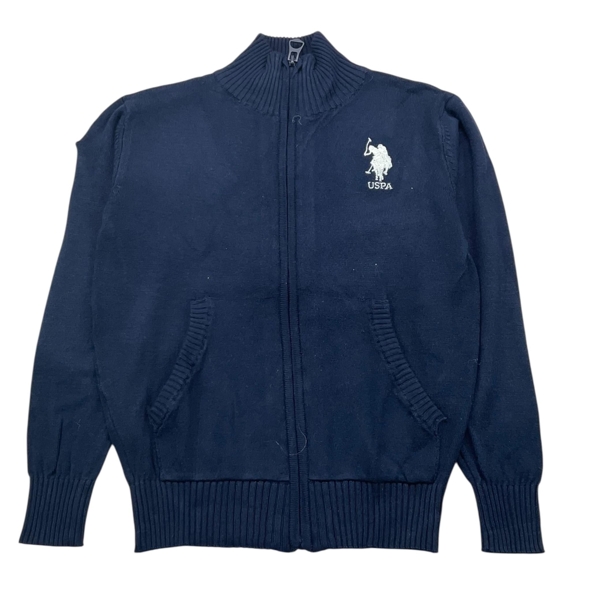 U.S. POLO ASSN felpa con zip tinta unita in maglia Blu per Bambino US40575 BLU U.S. POLO ASSN 