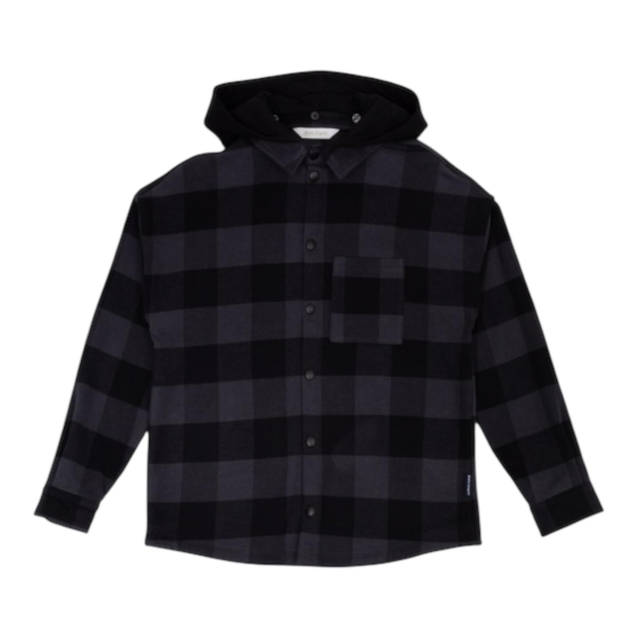 PALM ANGELS giacca modello camicia tinta unita con fantasia a quadri Nero per Bambino PBES002C99 NERO PALM ANGELS 