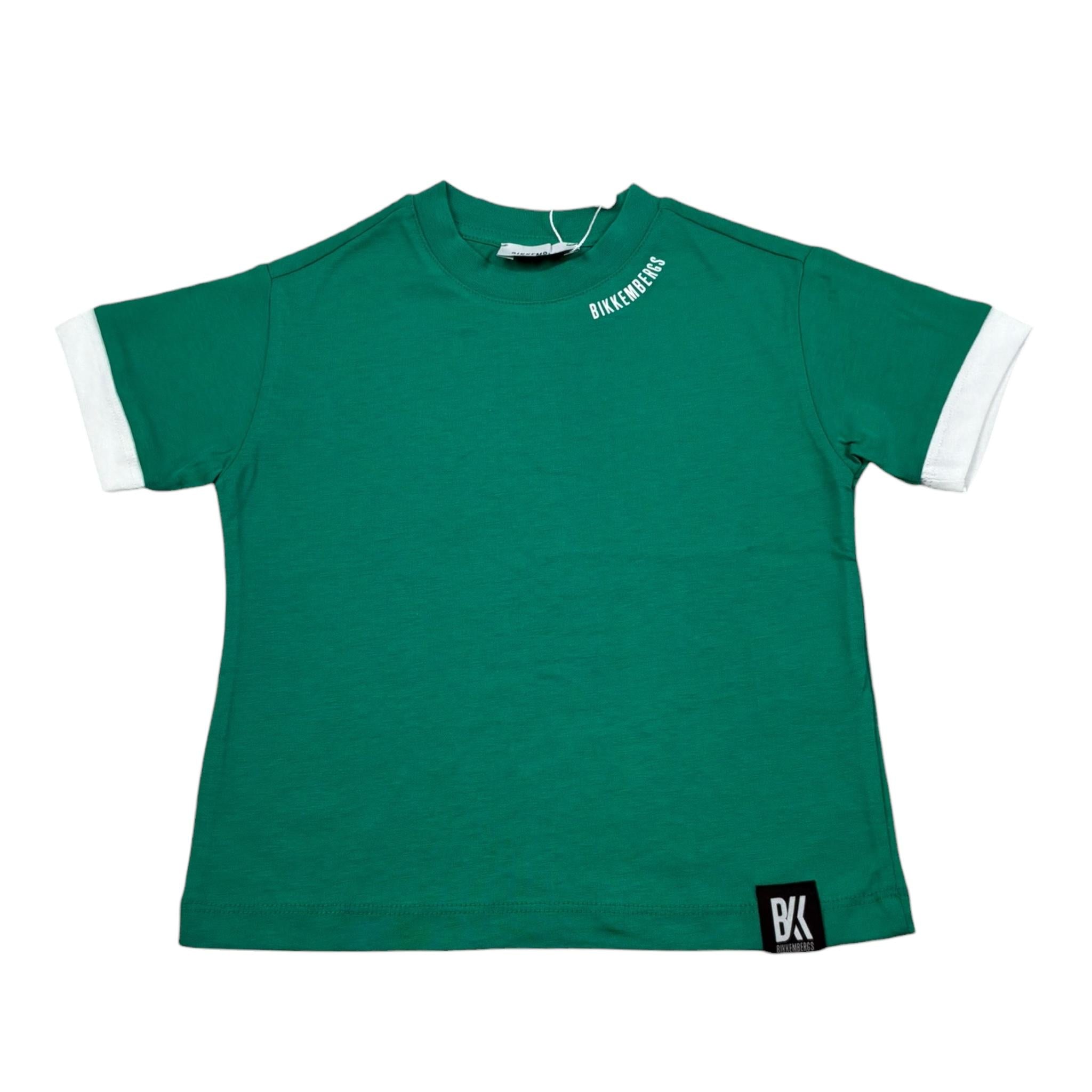 Bikkembergs T-Shirt Girocollo Tinta Unita con Stampa per Bambino BK3020 VERDE BiKKEMBERGS 