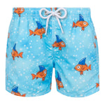 Saint Barth Costume Modello Boxer Tinta Unita con Fantasia Pesci per Bambino JEA00011 AZZURRO SAINT BARTH 
