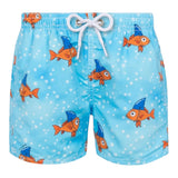 Saint Barth Costume Modello Boxer Tinta Unita con Fantasia Pesci per Bambino JEA00011 AZZURRO SAINT BARTH 