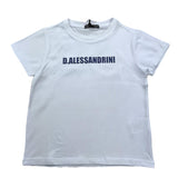 Daniele Alessandrini T-Shirt Tinta Unita Girocollo con Stampa Bianco per Bambino