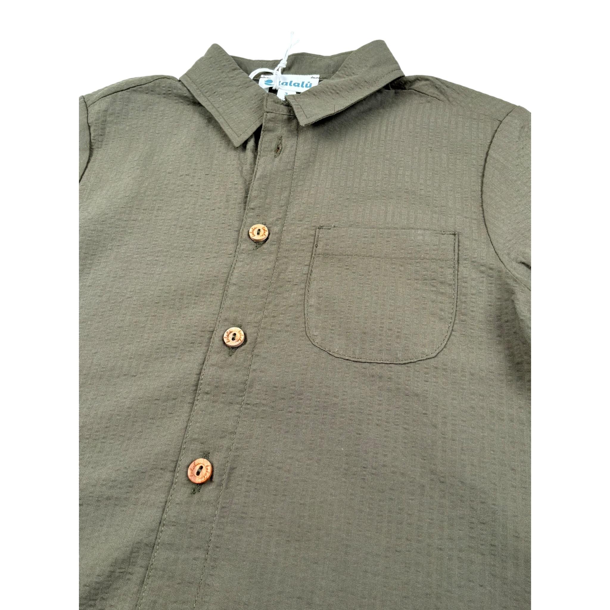 Lalalu' Camicia Mezza Manica tinta unita Verde per Bambino CML150PBX VERDE LALALU' 