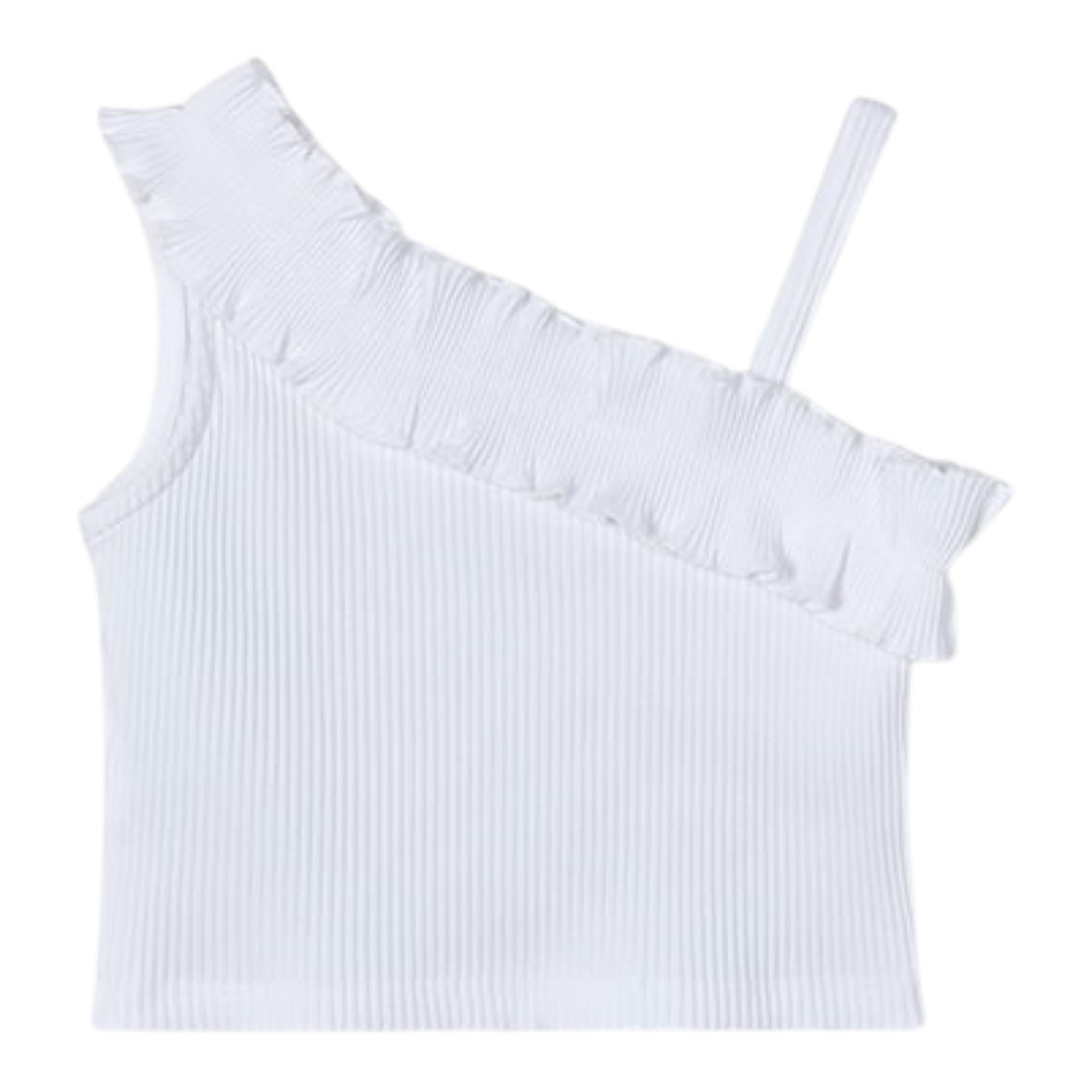 Mayoral Top Tinta Unita con Rouches per Bambina 3018 BIANCO MAYORAL 