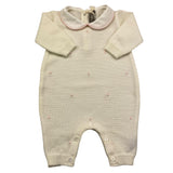 LITTLE BEAR tutina manica lunga tinta unita cn ricami in contrasto Panna per Neonata 9115A PANNA LITTLE BEAR 