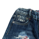 Fred Mello Bermuda In Denim tinta unita con Girovita Regolabile Blu per Bambino 018699 BLU FRED MELLO 