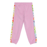 Stella Mccartney Pantalone In Tuta Tinta Unita Con  Profili Logati Rosa Per Bambina