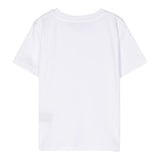 Balmain T-Shirt Girocollo Tinta Unita Con Stampa Brillantinata Bianco Per Bambina