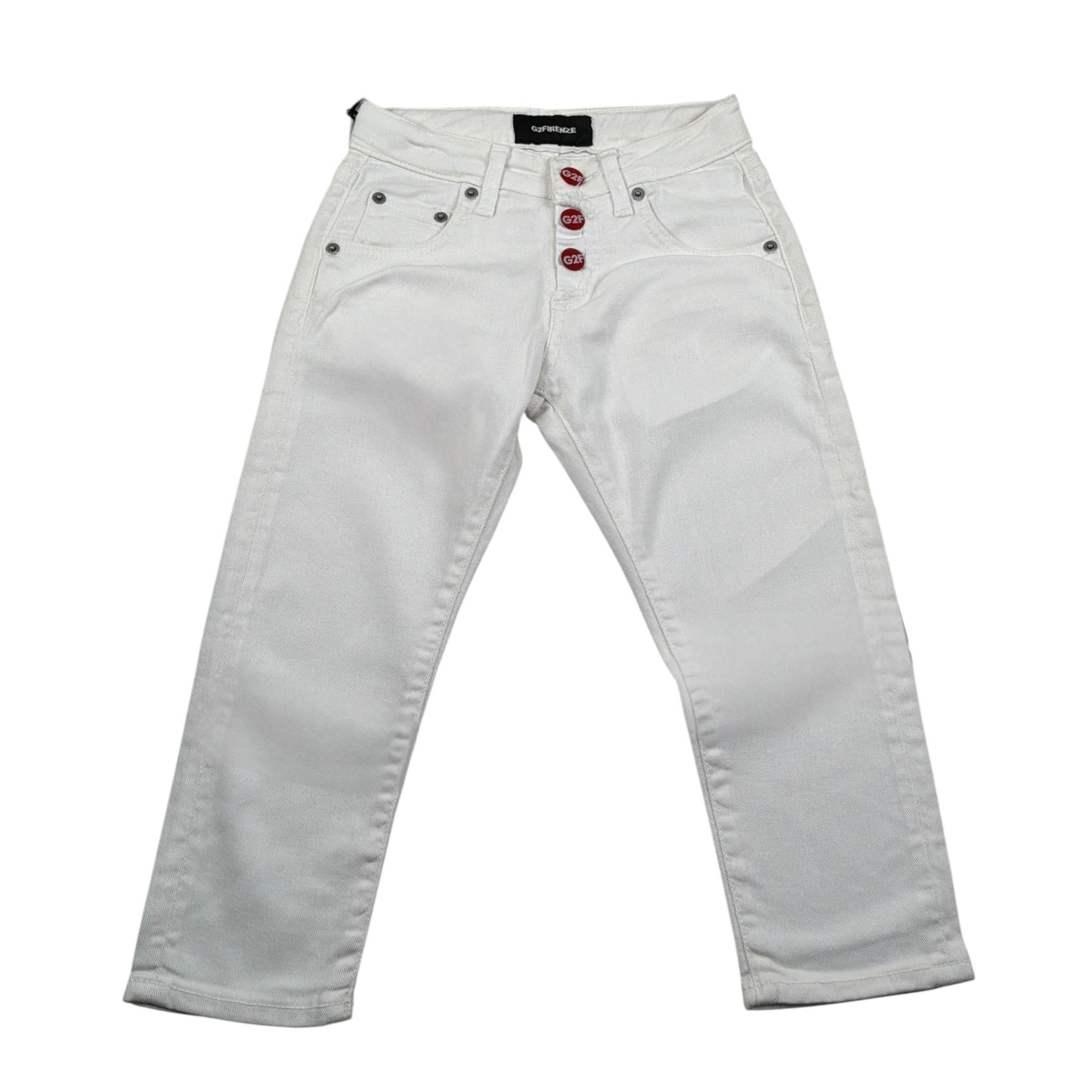 G2Firenze Jeans tinta unita con Bottoni Bianco per Bambino 00597 BIANCO G2FIRENZE 